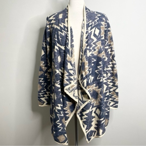 LUCKY BRAND Aztec Tribal Print‎ Open Front Cardigan Sweater - Picture 1 of 5